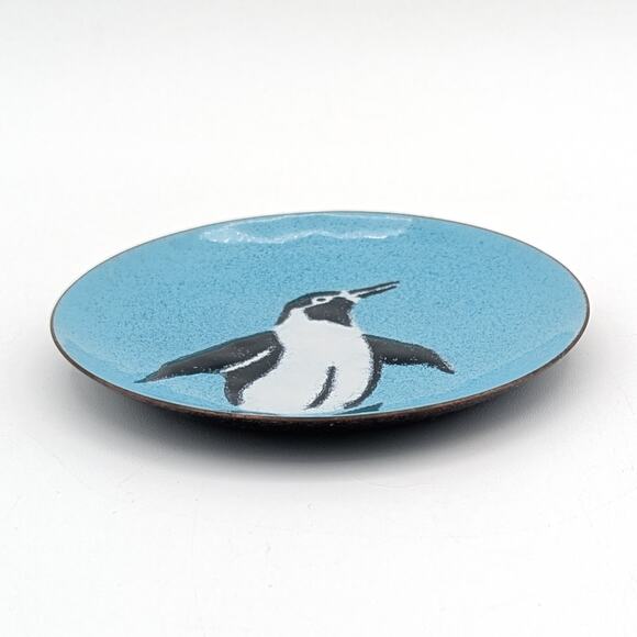 Annemarie Davidson Penguin Enamel Copper Plate MCM Art Vintage - Picture 10 of 13